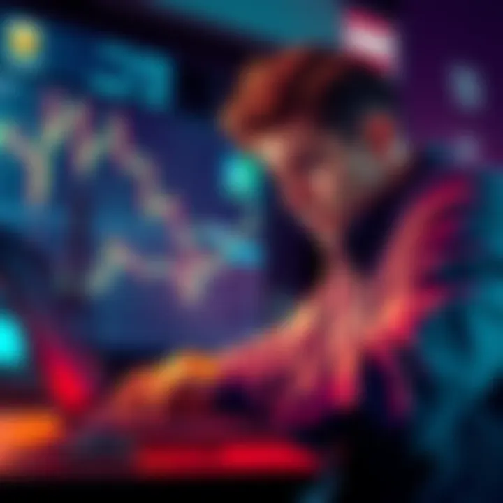 Crypto Security Lesson A person looking worried while checking their cryptocurrency investments on a laptop, illustrating the impact of market risks and the importance of security.