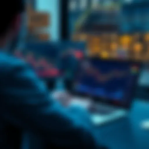 A person looking at multiple cryptocurrency charts on a laptop, symbolizing the journey to achieving profits in crypto.