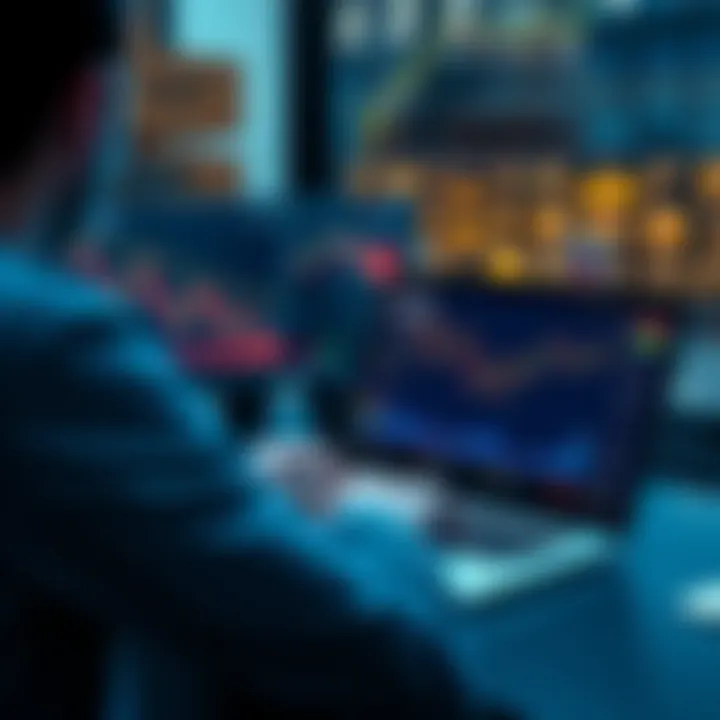 A person looking at multiple cryptocurrency charts on a laptop, symbolizing the journey to achieving profits in crypto.