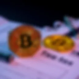 A visual representation of Bitcoin and tax documents, illustrating the potential tax on unrealized gains in the Netherlands.