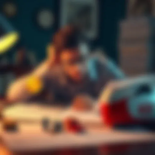 A person calculating taxes with crypto assets and financial documents on the table, looking concerned about reporting.