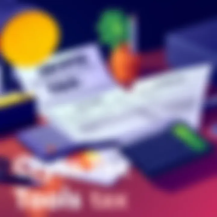 An illustration showing various crypto tax tools on a desk, with Form 8949 and Schedule D papers alongside a calculator, highlighting the importance of accurate tax filing.