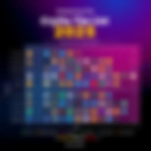 A chart showing various cryptocurrencies ranked by performance and potential in 2025 with icons representing each crypto asset.