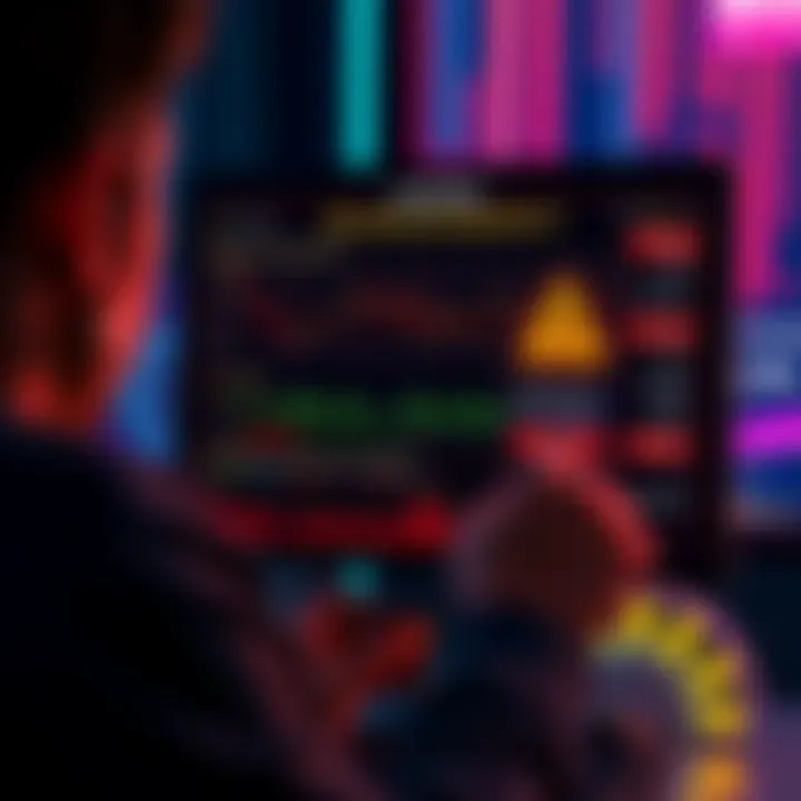 A person looking at a computer screen displaying a suspicious crypto token chart, highlighting warning signs in the contract details.