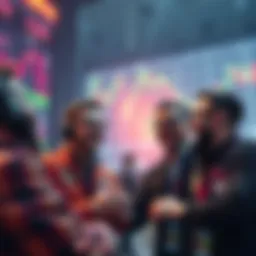 Group of crypto traders laughing together while discussing the flat market