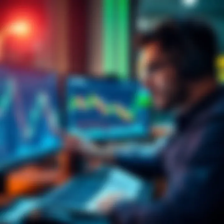 A person analyzing cryptocurrency charts with a computer, focusing on Ethereum prices.