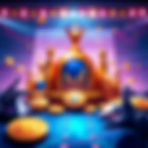 Illustration of a trading competition with crypto coins and digital charts, showcasing excitement and engagement.