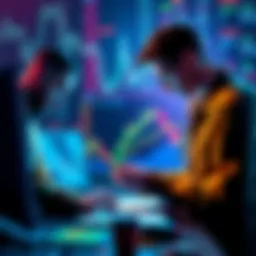 Traders analyzing charts and crypto trends, focusing on ETH and BTC.