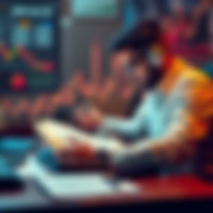 Crypto Trading Insights A beginner trader studying cryptocurrency fundamentals with a book and charts on the table, focusing on trading strategies.