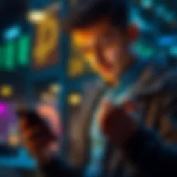Man using a smartphone for cryptocurrency transactions A person engaging in cryptocurrency transactions on a smartphone, illustrating the rise of digital currencies in finance.