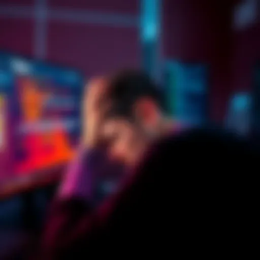 A frustrated person looking at a computer screen with a cryptocurrency wallet error message, displaying confusion and concern about digital payments.