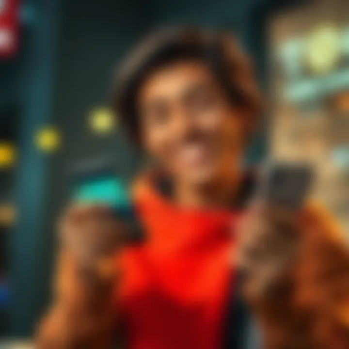A person smiling while holding an exchange-linked card and a smartphone, indicating ease of spending cryptocurrency for everyday expenses.