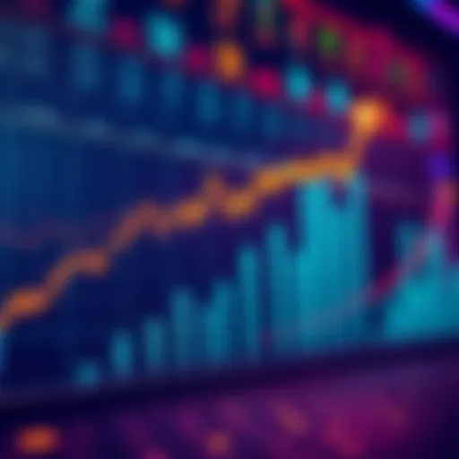 A financial chart showing upward trends in cryptocurrency values with ETF symbols in the background.