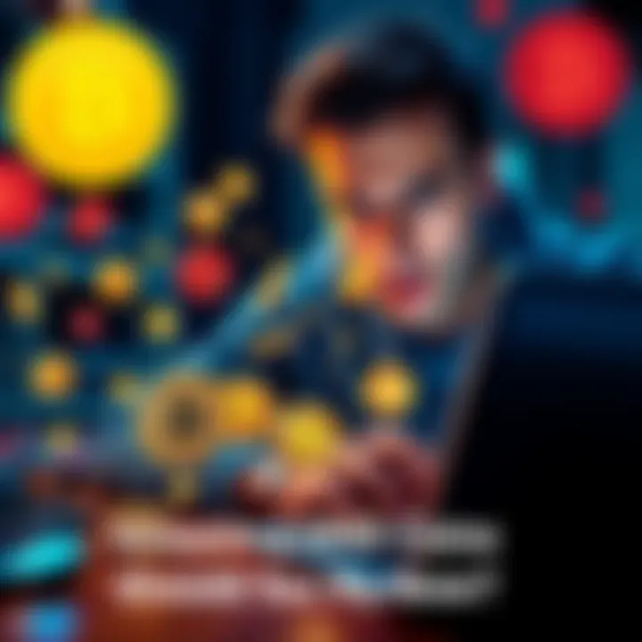 Cryptocurrency Investment Options A person looking at various cryptocurrency coins with a laptop, considering investment options