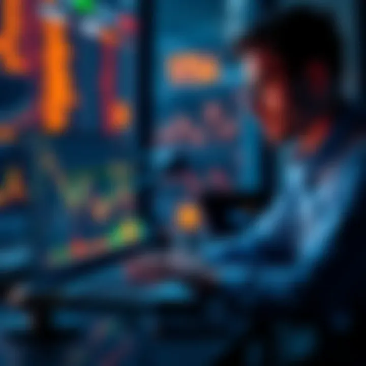 Cryptocurrency Market Analysis A person analyzing cryptocurrency trends on a laptop with charts and graphs displayed