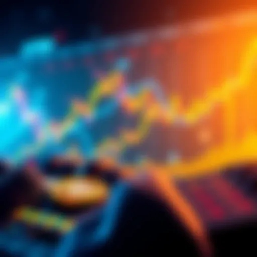 A visual representation of cryptocurrency trends with charts and graphs showing market fluctuations and investor activity.