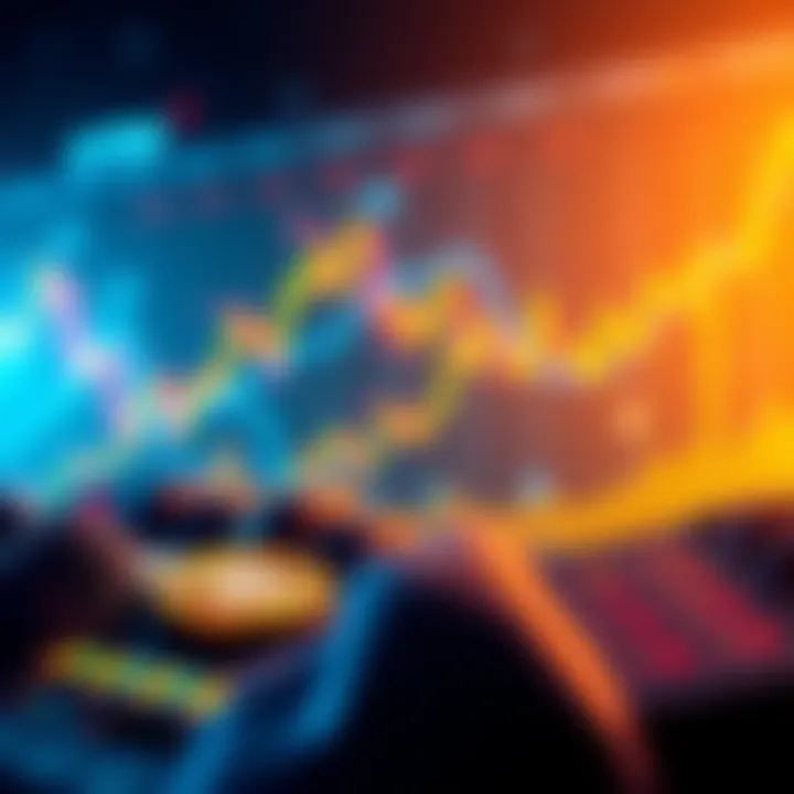 A visual representation of cryptocurrency trends with charts and graphs showing market fluctuations and investor activity.