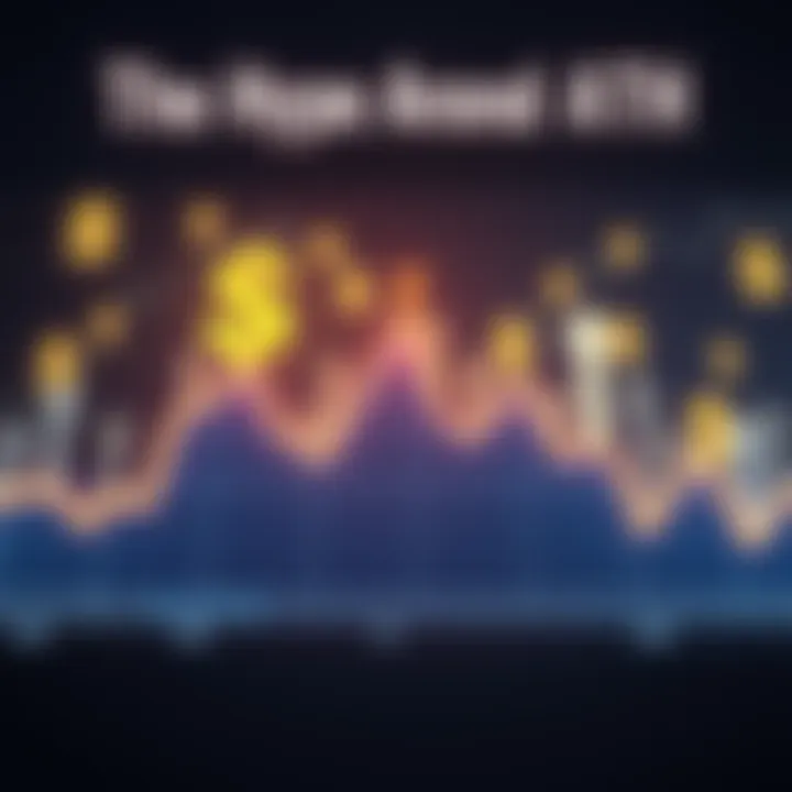 A line graph showing a rising trend in cryptocurrency prices, highlighting a peak indicating an All-Time High, with dollar signs and upward arrows in the background.