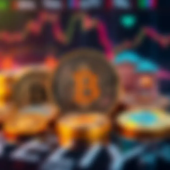 A visual representation showing cryptocurrency coins alongside images of traditional assets like stocks and real estate, emphasizing their connection.