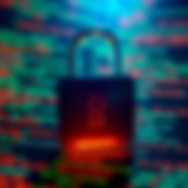 A digital lock symbol over a background of code, representing security in cryptocurrency trading after the Ostium DEX exploit.