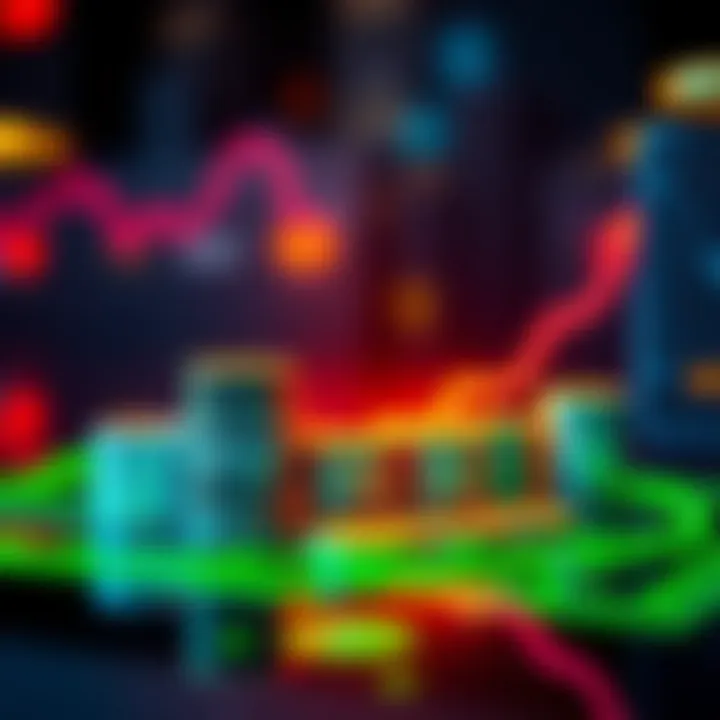 Visual representation of staking small amounts in cryptocurrency, featuring stacks of coins and a graph showing growth, symbolizing an 8% return on investment.