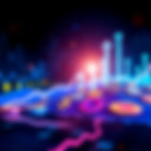 Graphic showing various cryptocurrency symbols and market trends with upward arrows