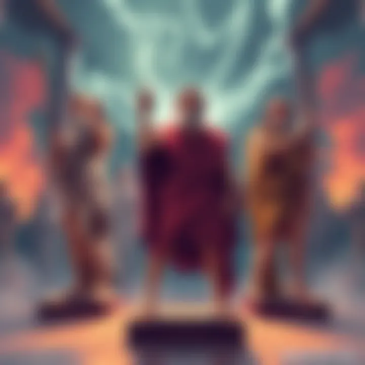 Illustration of modern cultural figures standing in place of Homer, symbolizing the shift in storytelling
