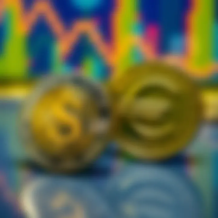 A coin showing a U.S. dollar sign next to a coin displaying the Euro symbol, representing currency exchange
