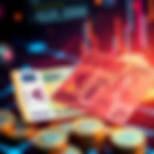 Currency Exchange Concept A visual representing the exchange of euros to USDT, showing euro notes and USDT symbols in a digital setting.
