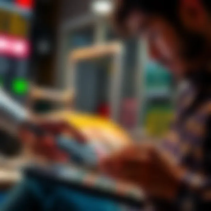 A person comparing USD and Indian Rupees on a calculator while looking at subscription options