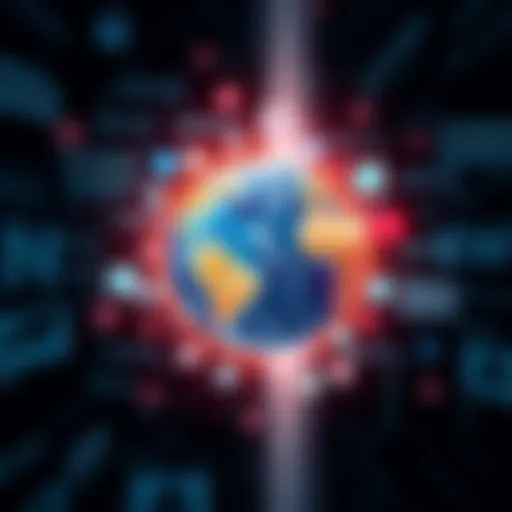 A collage of news headlines, social media icons, and a globe representing current global events