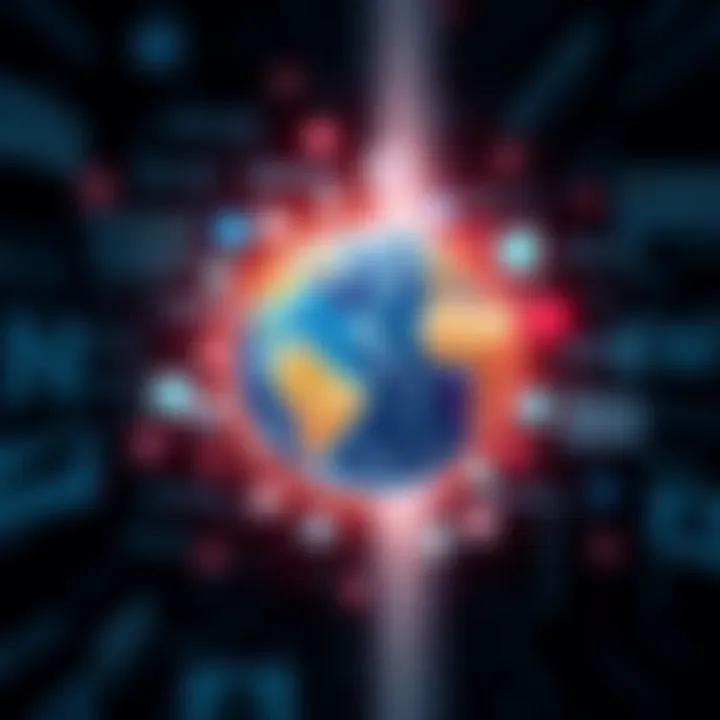 A collage of news headlines, social media icons, and a globe representing current global events