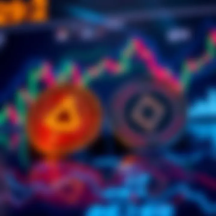 Curve Dao and Convex Finance Coins on Display Graphical representation of Curve Dao (CRV) and Convex Finance (CVX) coins with market trends in the background