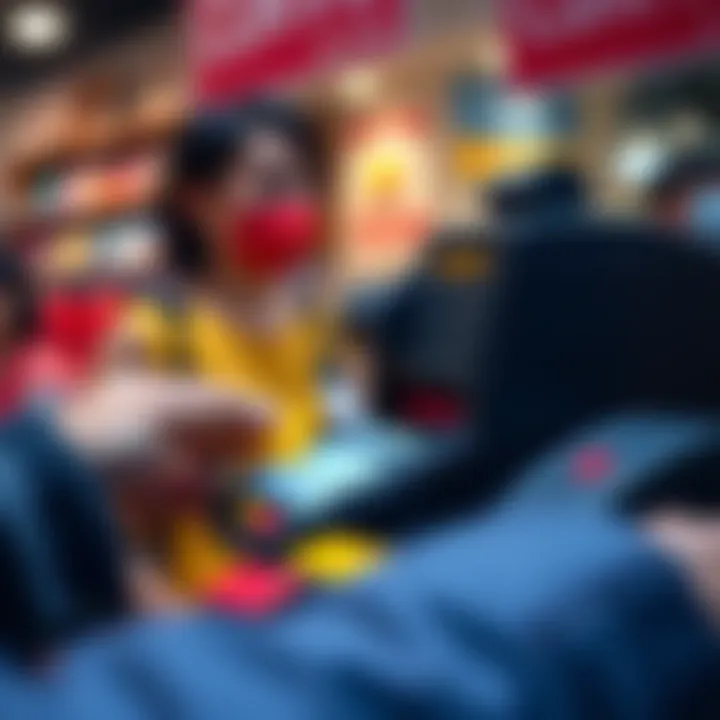 A person using a Curve debit card to make a payment at a foreign point of sale terminal, showing the merchant’s screen and a transaction in a foreign currency.