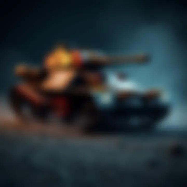 A transformed Deimos-pattern Rhino tank model painted in a dark, chaotic scheme, showcasing creativity in model customization for gaming.