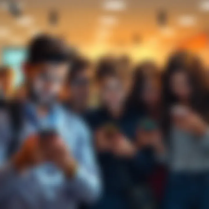 A group of frustrated customers looking at their phones, indicating disappointment with Uphold's services.
