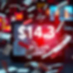 A visual representation of lost funds due to cyber hacks, featuring a damaged computer screen and falling dollar bills.