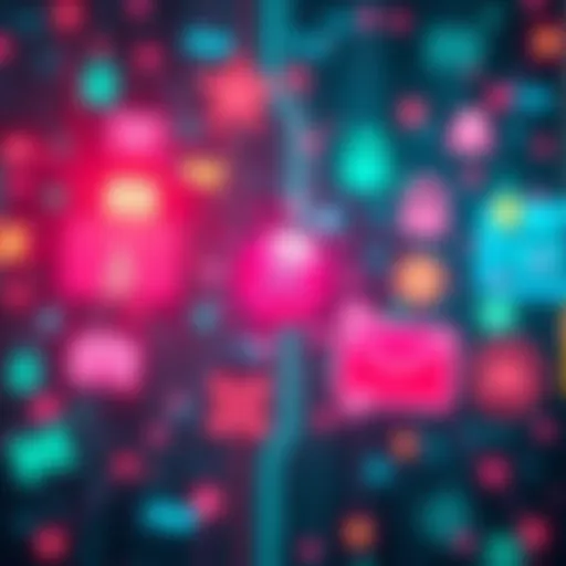 Illustration showing a digital network connecting cypherpunk icons with government and corporate symbols, highlighting their complex relationships.