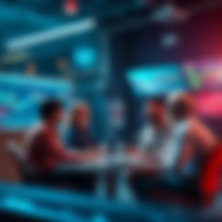 People engaging in a discussion about trading strategies and ideas