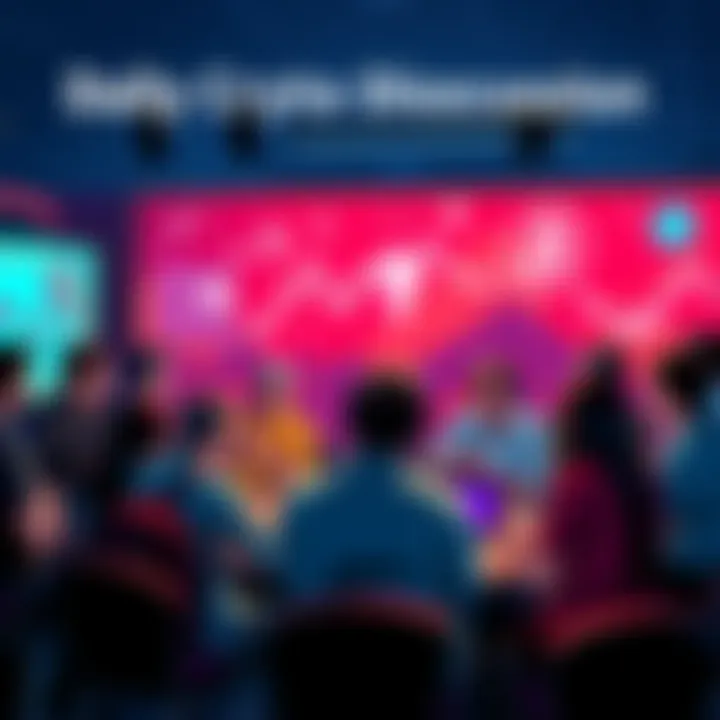 People engaging in a lively discussion about cryptocurrency, sharing insights and tips while being cautious of scams.