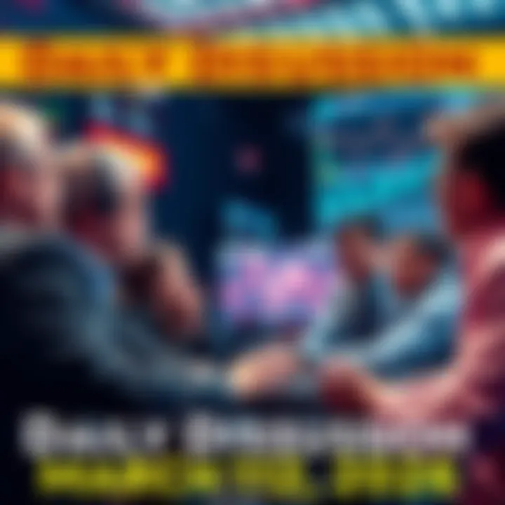 People engaging in a discussion about trading strategies and market events