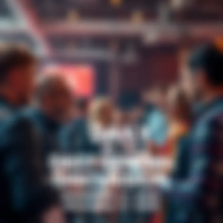 People engaging in lively conversation at a discussion event