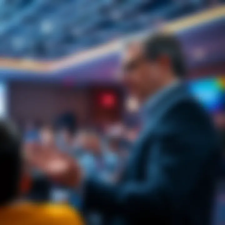 Daniel McCabe from Flexa speaks about the future of crypto payments at a conference, engaging with an audience.