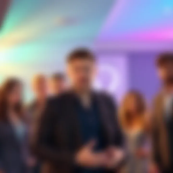 Darren speaks at a promotional event for Channel 9, with cast members gathered around him while Chantel and Wyatt are noticeably absent.
