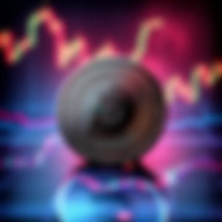 The Dash cryptocurrency logo on a backdrop of fluctuating market graphs, illustrating its struggle in the crypto market