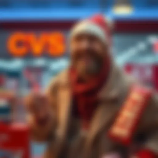 Dasher laughing while holding a CVS order with a sex toy and candy bar, child beside them