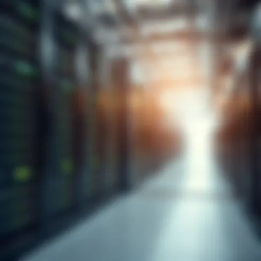 A modern data center with rows of servers representing bitcoin mining transition