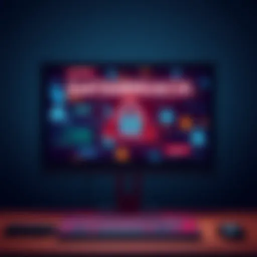 A computer screen displaying warning signs about a databreach scam with a lock symbol to signify security risks.