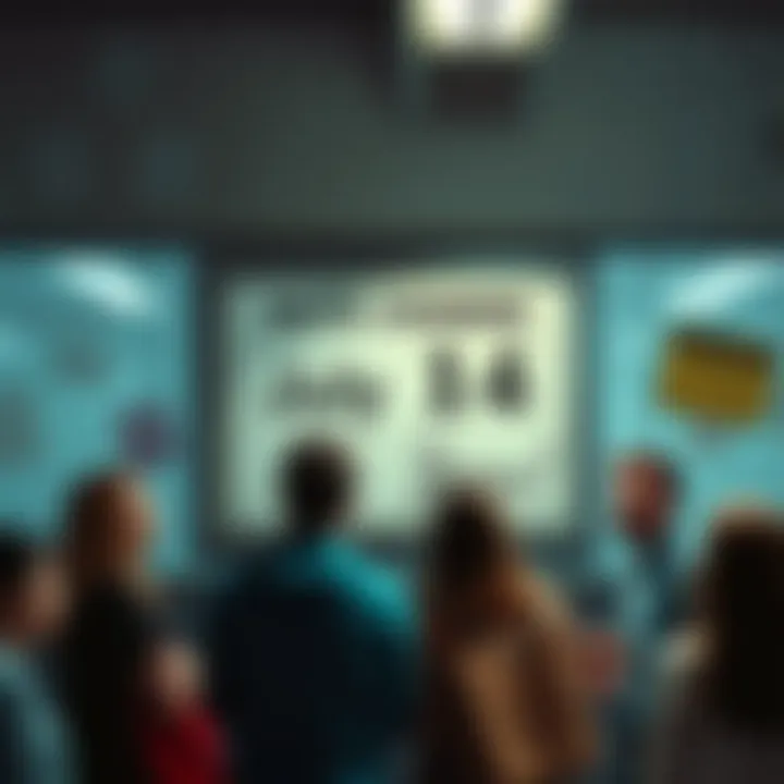 A notice on a bulletin board showing a date change from July 14 to 'forever', with people reacting in surprise and amusement.