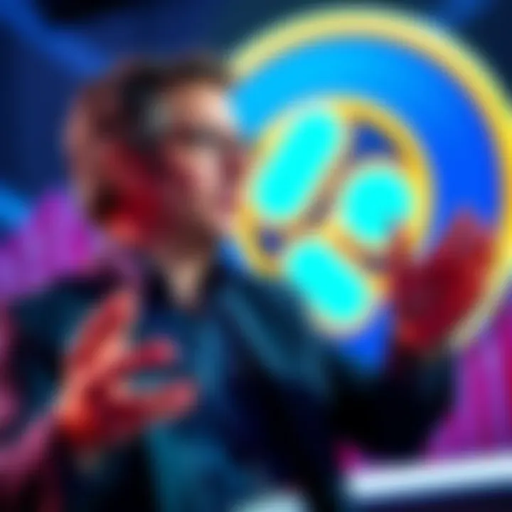 David Schwartz in front of a Ripple logo, gestures while talking about potential buyback plans